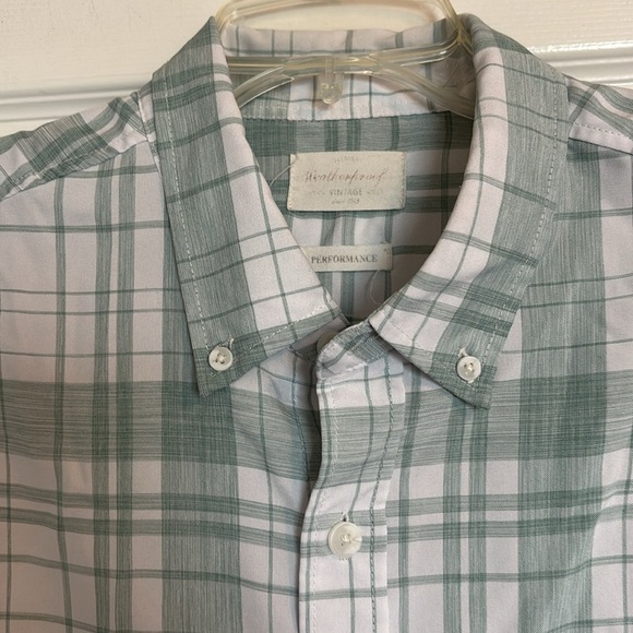Weatherproof men’s white and green short sleeve button down shirt size large - Picture 2 of 9